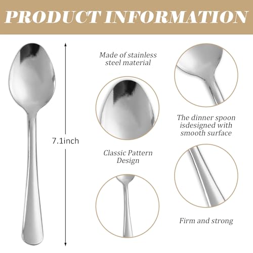 120 PCS Dinner Spoons Set - Windsor Stainless Steel Dinner Spoon 7.1 Inch with Dishwasher Safe Dessert Spoons, Metal Dessert Spoon, Silverware for Home, Kitchen or Restaurant - size: 120PCS Dinner Spoon