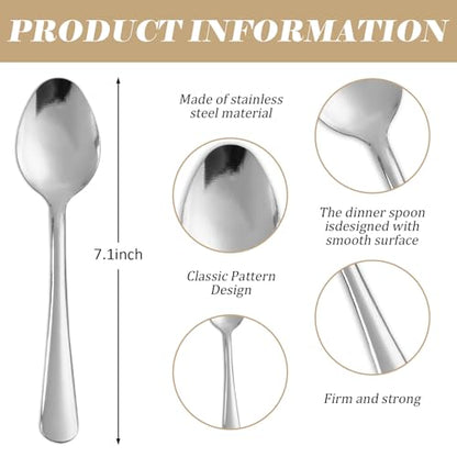 120 PCS Dinner Spoons Set - Windsor Stainless Steel Dinner Spoon 7.1 Inch with Dishwasher Safe Dessert Spoons, Metal Dessert Spoon, Silverware for Home, Kitchen or Restaurant - size: 120PCS Dinner Spoon