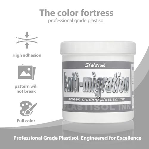 Shaliteink® Screen Printing Plastisol Ink Anti-Migation - Highly Opaque Screen Printing Ink for Cotton, Polyester and Other Fabrics (16oz.) - color: Anti-migration, size: 16 fl oz