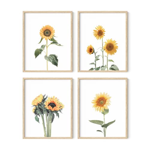 HAUS AND HUES Sunflower Set Collage 16x20 - Framed Beige - color: Sunflower, size: 16x20, style: Beige Framed