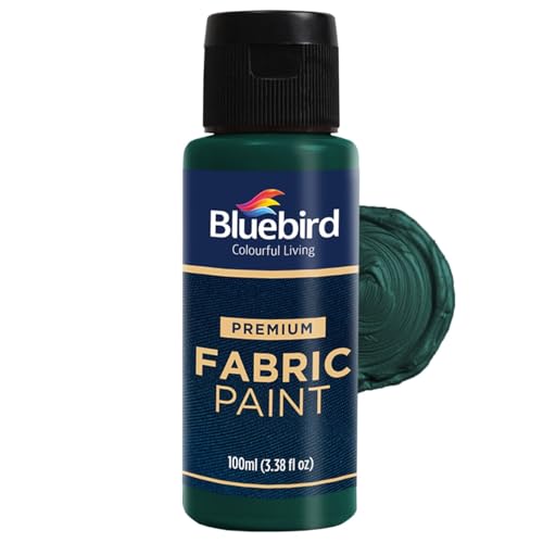 BLUEBIRD Fabric Paint, Pthalo Green, 3.4 Fl Oz, Permanent Fabric Paints for Clothes, Furniture Upholstery - color: Pthalo Green, size: 3.4 Fl Oz (Pack of 1)