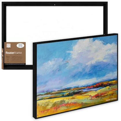 Ampersand Art Supply Floaterframe Readymade Frame for Flat and 7/8" Deep Wood Panel 24"x36", Black Bold - color: Black, size: 24"x36"