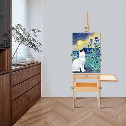 French Easel, Plein Air Painting Easel, Foldable H-Frame Easel Stand for Painting Adult, Studio Art Beech Wood Easel, All-in-One Art Painting Kit for Artists, Beginners, Holder up to 36''