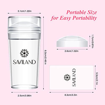 Saviland French Manicure Kit: French Tip Nail Stamp with White Gel Nail Polish Set, Jelly Silicone Nail Stamper Nail Stamper Kit for French Nails Home DIY Nail Salon - color: 1B-2White
