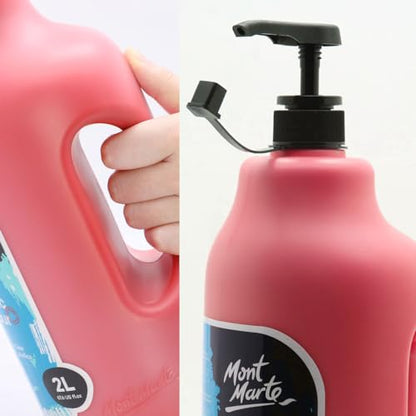Mont Marte Discovery School Acrylic, Brilliant Red, 1/2 Gallon (2 Liter). Ideal for Students and Artists. Excellent Coverage and Fast Drying. Pump Lid Included. - color: Brilliant Red