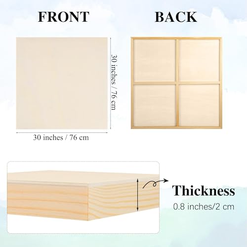 Aodaer 4 Pack Wood Panels 30 x 30 Inch Wooden Panels Canvas Unfinished Craft Wood Boards Panel for Art Crafts Acrylic and Oil Painting Pouring DIY Projects - size: 30 x 30 Inch