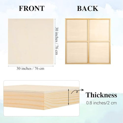 Aodaer 4 Pack Wood Panels 30 x 30 Inch Wooden Panels Canvas Unfinished Craft Wood Boards Panel for Art Crafts Acrylic and Oil Painting Pouring DIY Projects - size: 30 x 30 Inch