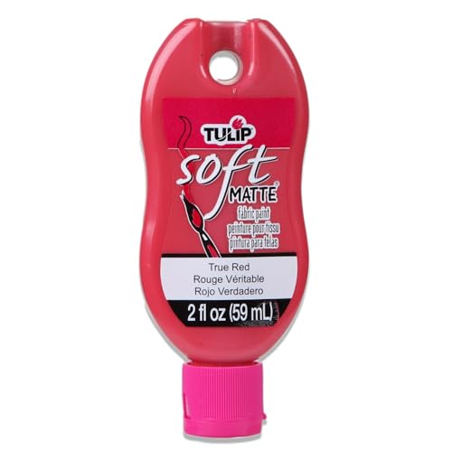 Tulip Soft Fabric Paint, Washable, Stays Soft and Flexible, Permanent Paint, for Light and Dark Fabrics, 2 fl oz, True Red - color: True Red