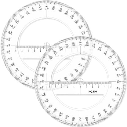 Zonon 2 Pack 360 Degree Protractor, 6 Inch Multifunctional Drawing Ruler Rotatable Mathematical Function Math Geometry Ruler Set, Large Clear Circle Protractor Drafting Tools for Engineering(Classic) - style: Classic