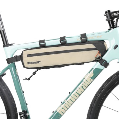 Rhinowalk Top Tube Bag - 2.1/2.7L Triangle Bag for Road & Gravel Bikes - color: Beige, size: 2.1L