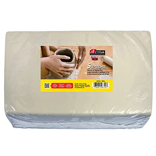 Activa Supreme Artist's Air-Dry Clay, White, 22 lbs (9.97 kg) | Ultra-Fine & Exceptional Plasticity for Studio, Classroom & Hobby Use