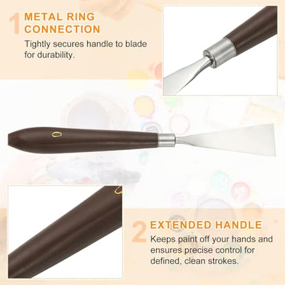 HARFINGTON 5pcs Palette Knife Painting Tool 2.44" x 0.91" Stainless Steel Art Spatula Pallet Knives Scrapers Tools with Plastic Handle for Acrylic Oil Canvas Mixing Spreading, Red/Silver