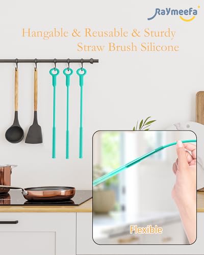 Straw Cleaner Brush Set - Raymeefa Scratch-Free Detail Cleaning for Reusable Straws & Tumblers (Green) - color: Green
