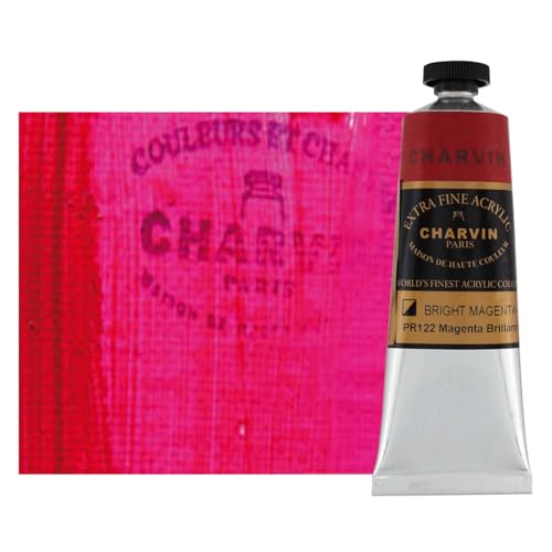 Charvin Extra Fine Professional Acrylic Paint - Bright Magenta, 60ml Tube, Triple-Milled, Lightfast Pigments, Open Stock Artist Acrylic Paints in Nature-Inspired Hues - color: Bright Magenta, size: 2.02 Fl Oz (Pack of 1)