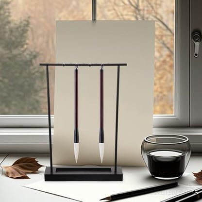 COHEALI Chinese Calligraphy Brush Holder Stand Iron Ink Brush Rack Storage Rack for Calligraphy Artists and Students