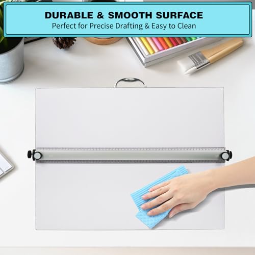 Portable Drafting Board, 20"X26" Professional Architecture Drafting Board, Tabletop Drawing Board with Ruler & Parallel Bar, Drafting Tools for Architects, Artists, Engineers, and Designers - size: 20" x 26"