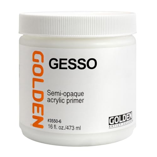 GOLDEN Gesso, 16 fl. oz. Jar, Professional Acrylic Gesso, Opaque