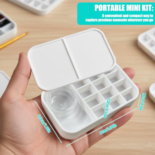 2 Level Watercolor Palette Compatible with Altoids Tins, Portable Travel Watercolor Palette with 3ml Jar, Empty Paint Wells and Mixing Trays for Travel Art, Urban Sketching, Plein Air