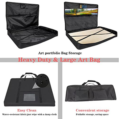 TreochtFUN Art Portfolio 23 X 31in - Portfolio Case A2 Heavy duty Portfolio Folder for Artwork With Shoulder Strap, Art Supply Bag For Large Painting Board Supplies (Black) - size: 23 x 31