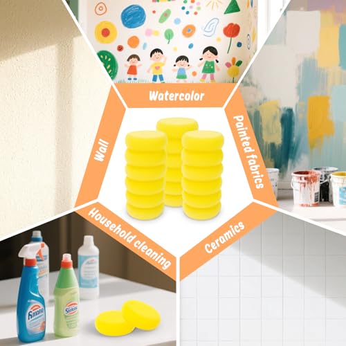 Sukh 16PCS Round Painting Sponges - Pottery Clay Sponge Set for Watercolor Acrylic Art, Ceramic Craft Tools, Studio Classroom Use