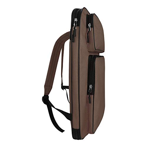haozaikeji A3 Artist Portfolio Carry Case Bag Portable Waterproof Canvas Shoulder Bag Painting Pad Backpack for Sketching Painting Art Supplies with Shoulder Straps & Carry Handle - color: Brown