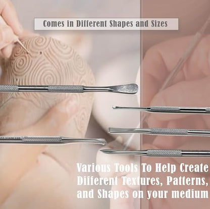 A2ZScilab - Stainless Steel Spatula Wax & Clay Sculpting Tool Carver Set, Carving Pottery Tools - Sculpture Shaper Polymer Modeling Tools for Clay, Pottery, Ceramics Artwork & Holiday Crafts (3PK) - style: 3PK