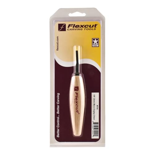 Flexcut Wood Carving Tools | Micro Dogleg Chisel | 1/8 Inch (3mm) | 1095 High Carbon Steel Blade for Miniature and Fine Detail Work | Ergonomic Ash Hardwood Handle | MT44 | Made in the U.S.A.