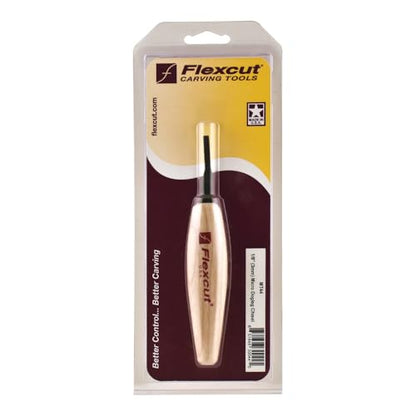 Flexcut Wood Carving Tools | Micro Dogleg Chisel | 1/8 Inch (3mm) | 1095 High Carbon Steel Blade for Miniature and Fine Detail Work | Ergonomic Ash Hardwood Handle | MT44 | Made in the U.S.A.