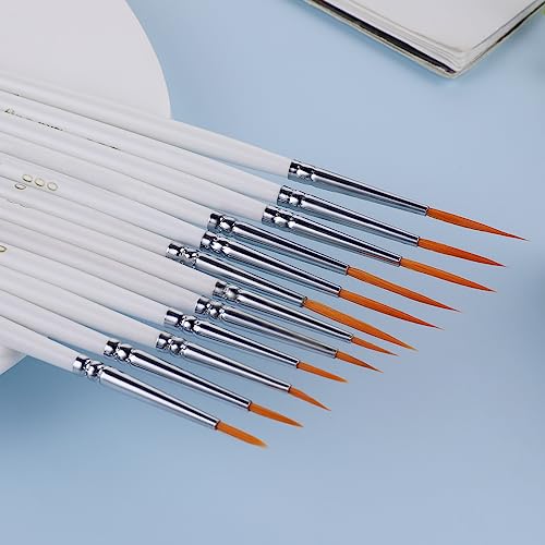 cobee 12Pcs Fine Paint Brushes, Detail Paint Brushes Micro Artist Paintbrush Set Acrylic Paint Brushes for Kids Students Artists Detail Painting Oil Fine Art Painting Watercolor Nail Art