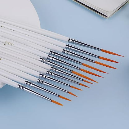 cobee 12Pcs Fine Paint Brushes, Detail Paint Brushes Micro Artist Paintbrush Set Acrylic Paint Brushes for Kids Students Artists Detail Painting Oil Fine Art Painting Watercolor Nail Art