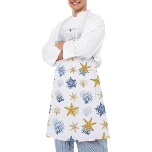 Cooking Apron for Adults with Pockets, Waterproof Oil Resistant Bib for Kitchen Restaurant BBQ Baking - color: Style (324)