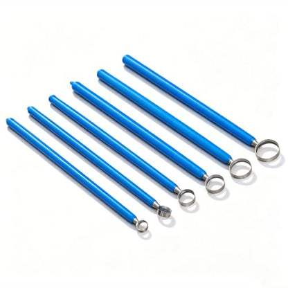 6 PCS Clay Pottery Sculpting Tools Set, Pottery Trimming Tools, Tungsten Steel Body, Soft-Grip Handle, Size: 7.5/9.5/11.5/13.5/15.5/17.5mm, for Ceramic, Carving Modeling