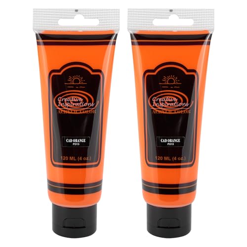 Creative Inspirations Acrylic Paint - Cadmium Orange Hue - 120mL - 2 Pack - Smooth & Creamy Consistency, Vibrant Pigmentation, Great Coverage for Artists - Clean Up with Soap & Water - color: Cadmium Orange, size: 4.06 Fl Oz (Pack of 2)