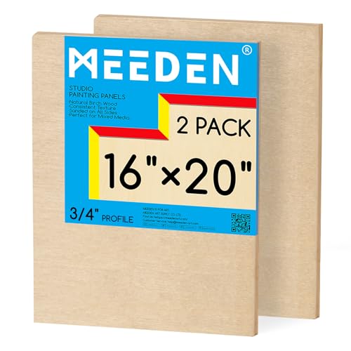 MEEDEN Unfinished Wood Canvas Board: 3/4” Deep 16x20” Wooden Canvas Panel Pack of 2 - Blank Cradled Wood Art Board for Painting - size: 16"x20"- 2 Pack