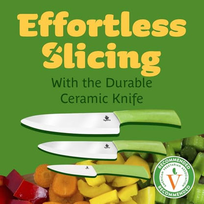 Ceramic Knife Set with Ergonomic Handle, Non-Reactive and Professional Chopping Knife Featuring Sharp, Santoku Blades for Cutting Vegetables & Fruits, Ceramic Kitchen Knives Set of 3 - 6”, 4”, 8” - style: 4, 6, 8 inch
