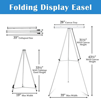 Falling in Art Aluminum Flip Chart Display Easel Stand with Adjustable Floor for Boardroom, Whiteboard, Paper Pads, Signage, 63 1/2'' High, Silver - style: Silver 1-Pack