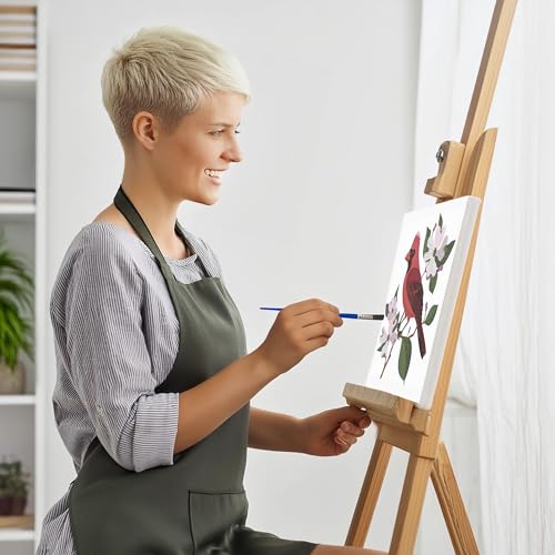 CraftLab Painting Kit - Wild Birds Paint by Numbers for Adults, 24 Acrylic Colors, Canvas, Brushes - color: Cardinal & Dogwood