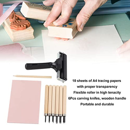 Xcello Stamp Making Kit with Assorted Carving Knives, Carving Block DIY Arts Tools for Creating Customized Artwork and Block Prints