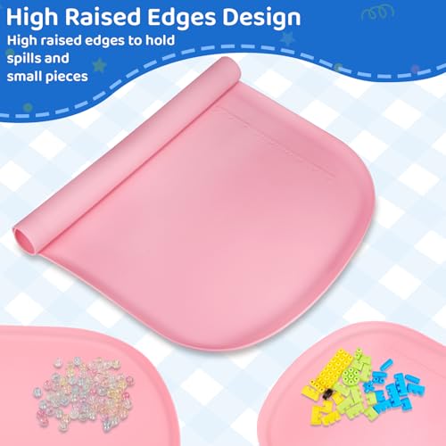 Silicone Art Mats for Kids 24” x 16”, Silicone Craft Mats with Raised Edges, Paint Mats for DIY, Paint, Crafts, Clay, Jewelry-Making (Pink) - color: Pink