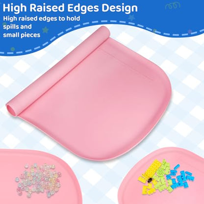 Silicone Art Mats for Kids 24” x 16”, Silicone Craft Mats with Raised Edges, Paint Mats for DIY, Paint, Crafts, Clay, Jewelry-Making (Pink) - color: Pink