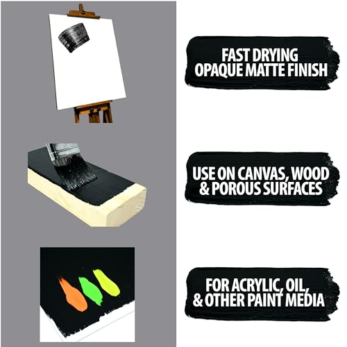 Handy Art Acrylic Gesso, Gallon, Black, Primer for Canvas, Wood, & Artist Painting Surfaces, Enhances Acrylic Paint Adhesion, Low Viscosity, Thick Coverage, Certified Safe & AP Non-Toxic, Made in USA - color: Black Gesso, size: 128 Fl Oz (Pack of 1)