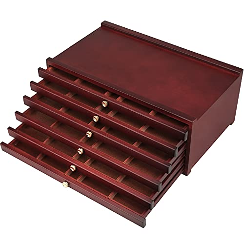 MEEDEN 6-drawer Wood Artist Supply Storage Box, Portable Beechwood Multifunctional Pencil Brush Organizer Wood Box with Drawer&Compartments for Pastels, Pencils, Pens, Makeup Brushes(Deep Walnut) - size: 6 Layer Drawers