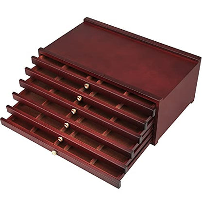 MEEDEN 6-drawer Wood Artist Supply Storage Box, Portable Beechwood Multifunctional Pencil Brush Organizer Wood Box with Drawer&Compartments for Pastels, Pencils, Pens, Makeup Brushes(Deep Walnut) - size: 6 Layer Drawers