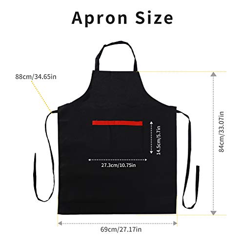 Tosewever 2 Pack Adjustable Bib Apron with 2 Pockets, Waterdrop Resistant Cooking Kitchen Aprons for Women Men Chef Couple BBQ Painting (Black, 2) - color: Black