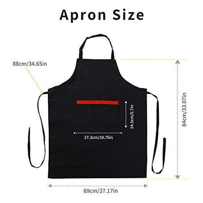 Tosewever 2 Pack Adjustable Bib Apron with 2 Pockets, Waterdrop Resistant Cooking Kitchen Aprons for Women Men Chef Couple BBQ Painting (Black, 2) - color: Black