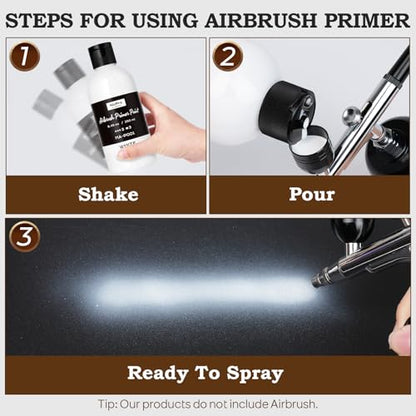 Nicpro White Surface Primer Airbrush Paint (8.4oz, 250 ml), Matte Finish, Ready To Spray Air Brush Water-Based Acrylic Primer for Beginners & Artists Priming Plastic Models, Miniatures, Figures, Craft - color: White, size: 8.45 Fl Oz (Pack of 1)