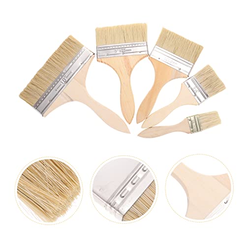 Gadpiparty 5pcs Bristle Oil Brush Set Paint Brush for Oil Painting Thickened Bristle Art Supplies Paint for Walls Stencil