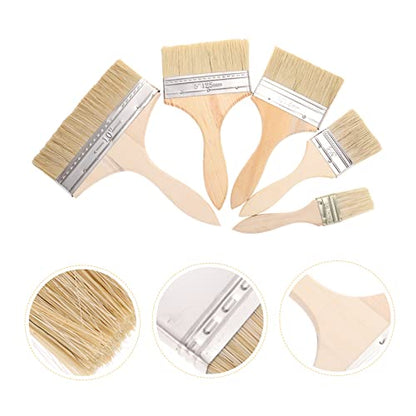 Gadpiparty 5pcs Bristle Oil Brush Set Paint Brush for Oil Painting Thickened Bristle Art Supplies Paint for Walls Stencil