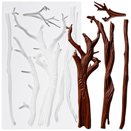 Tree Branch Polymer Clay Mold Tree Branch Silicone Molds for DIY Crafts Epoxy Resin Casting Air Dry Polymer Clay Plaster Jewelry Making - color: Style C