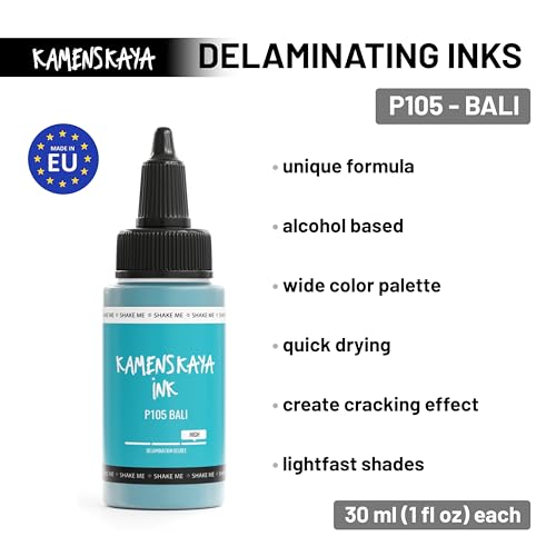 KAMENSKAYA Delaminating Alcohol Inks - Self-Splitting Alcohol Ink P-105 'Bali' - 1 fl oz (30 ml) - color: P-105 'Bali'